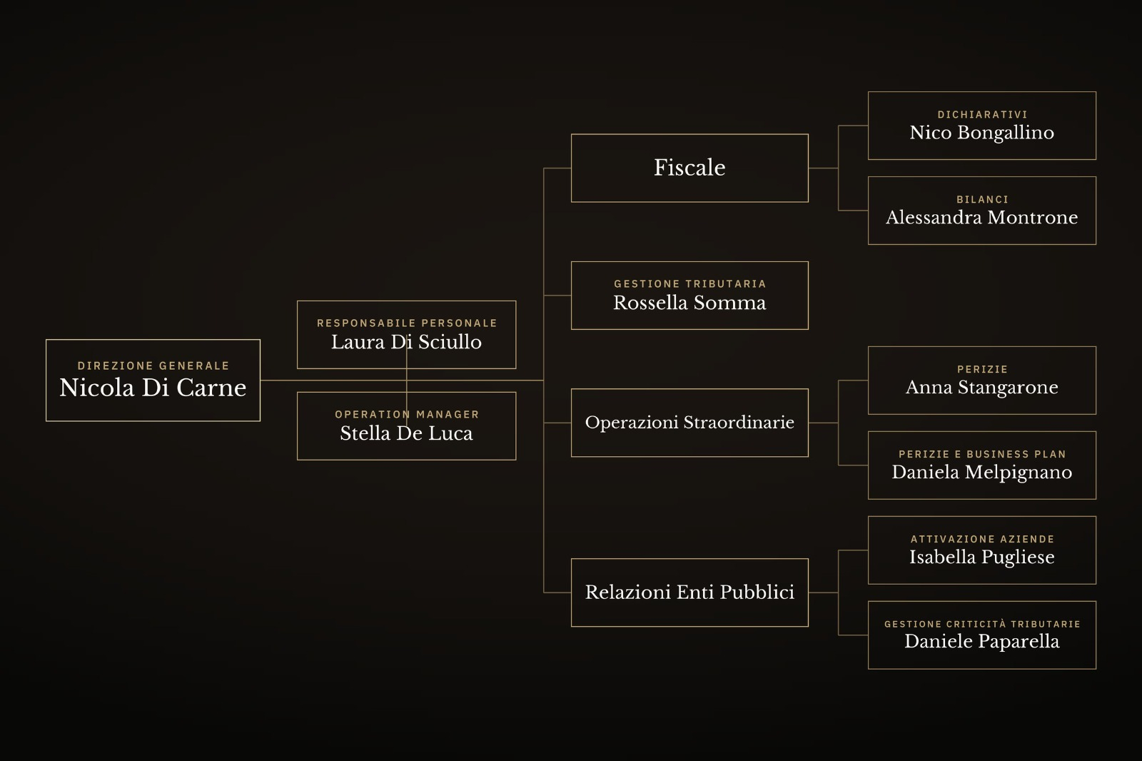 Organigramma dello Studio NDC con direzione generale e aree di competenza